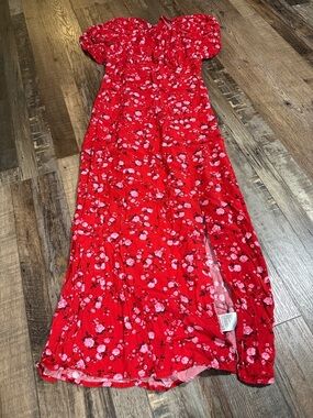 Old Navy Red Floral Tiered Dress